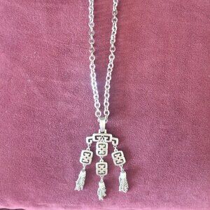 RARE VINTAGE CROWN TRIFARI ASIAN-STYLE WATERFALL NECKLACE WITH TASSLES